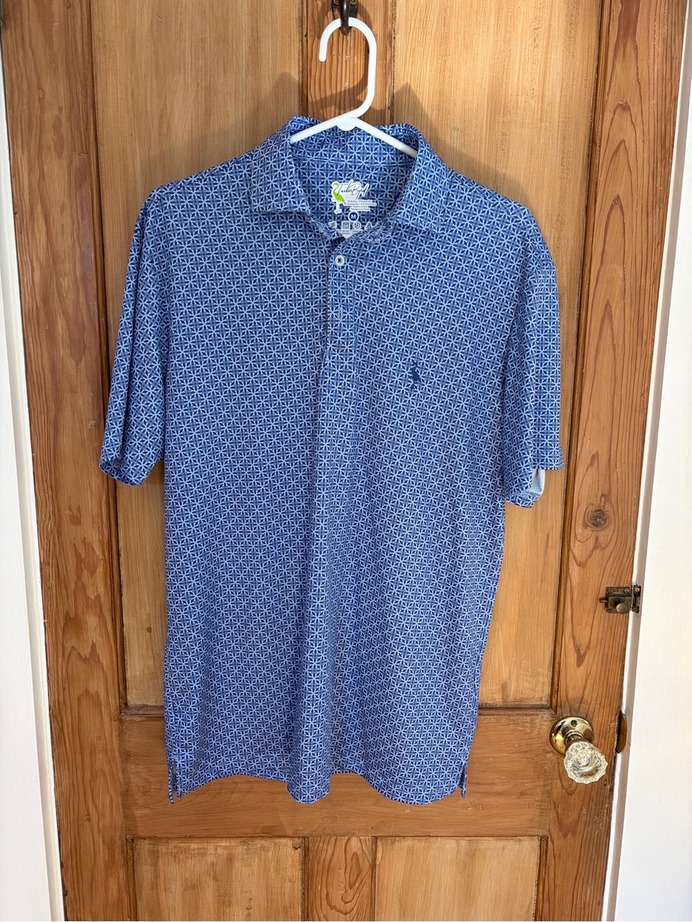 Tailorbyrd Blue Geometric Polo Shirt